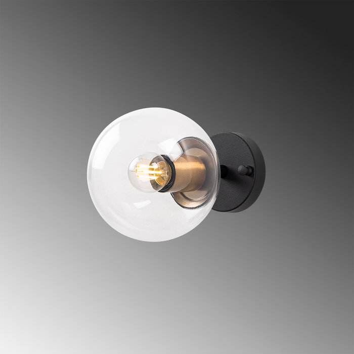 Opviq Atmaca - 10225 Lámpara de pared negra con tapa de cristal